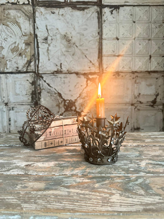 Antique gold French style single candle crown holder