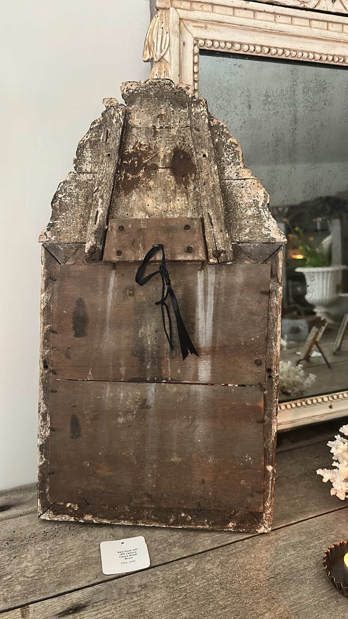 Late 18c French Silver Gilt Wood Marriage Mirror